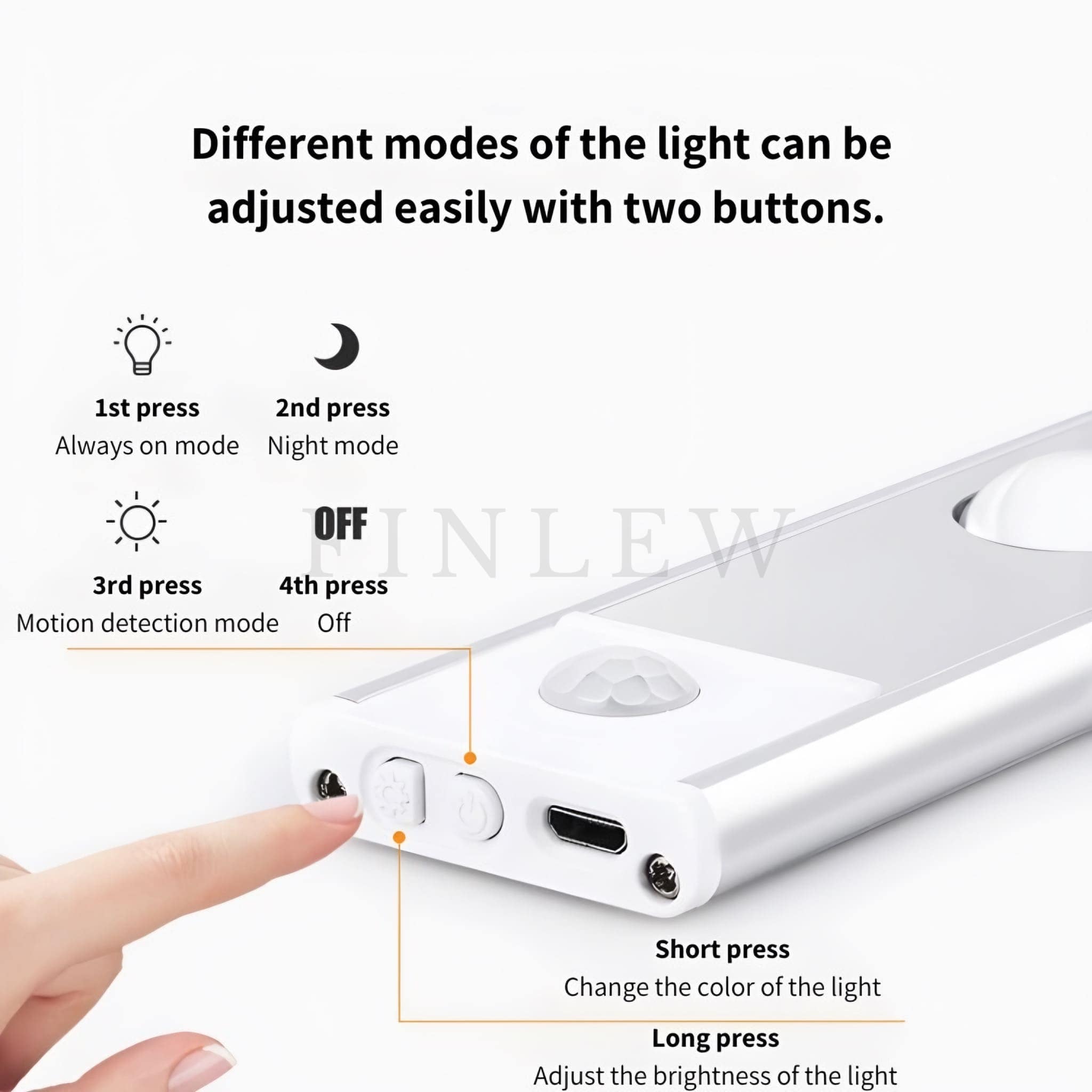 Different Lighting Modes Of a Cabinet Light Finlew