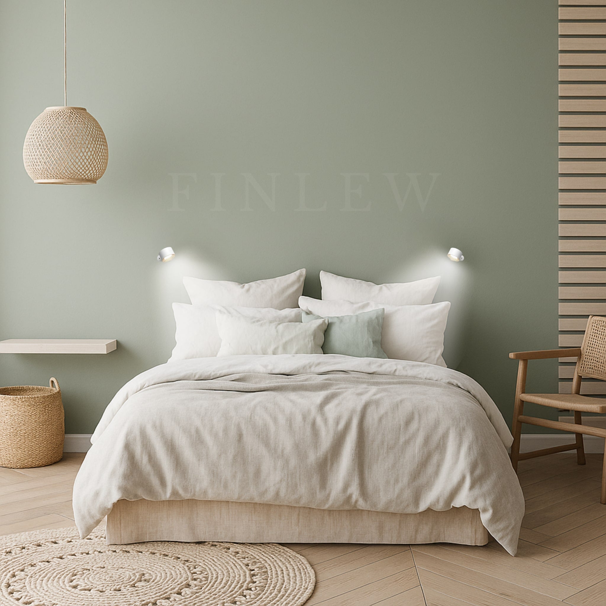 Wireless LED Wall Sconces White Finlew